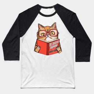 Geek cat with book Baseball T-Shirt